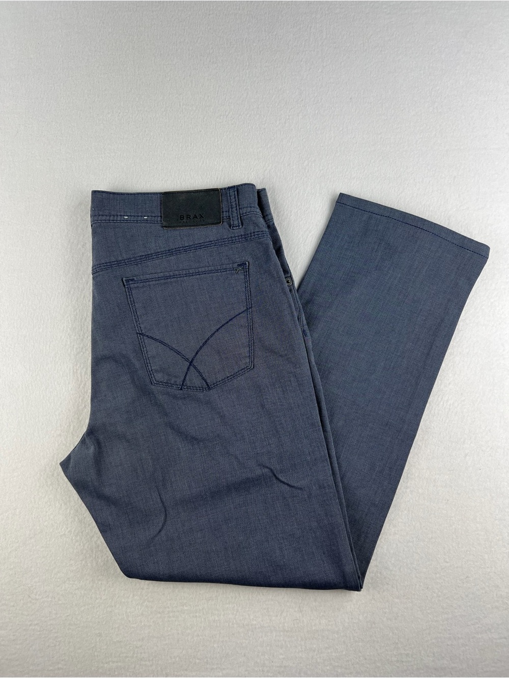Brax Feel Good Cooper Fancy Mens Blue 5 Pocket Stretch Pants Size 34x27